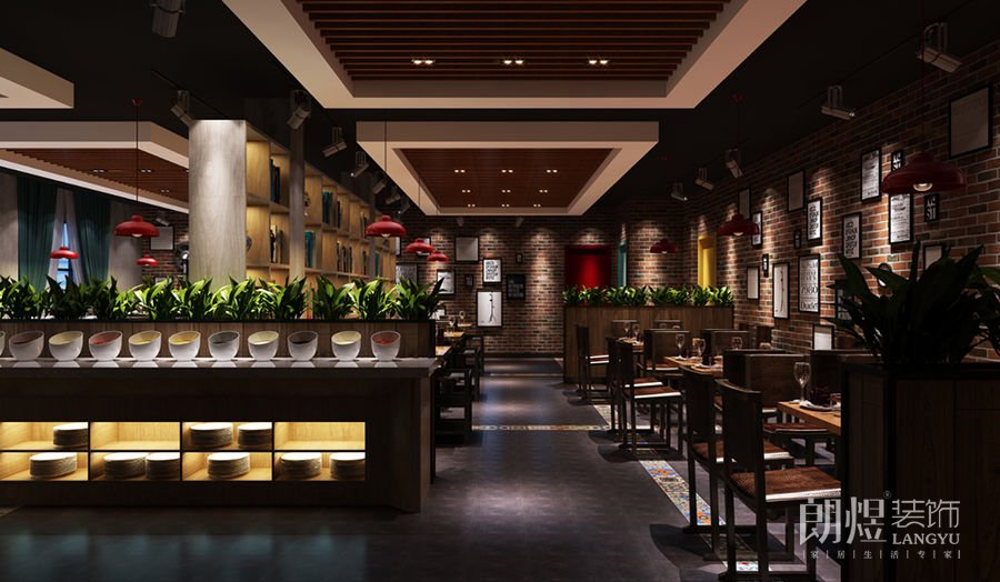 工業(yè)風火鍋店調(diào)味區(qū)