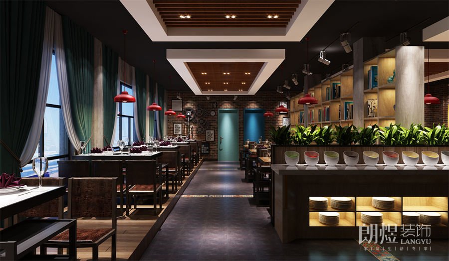 工業(yè)風火鍋店用餐區(qū)效果圖