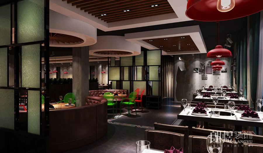 工業(yè)風火鍋店用餐區(qū)效果圖